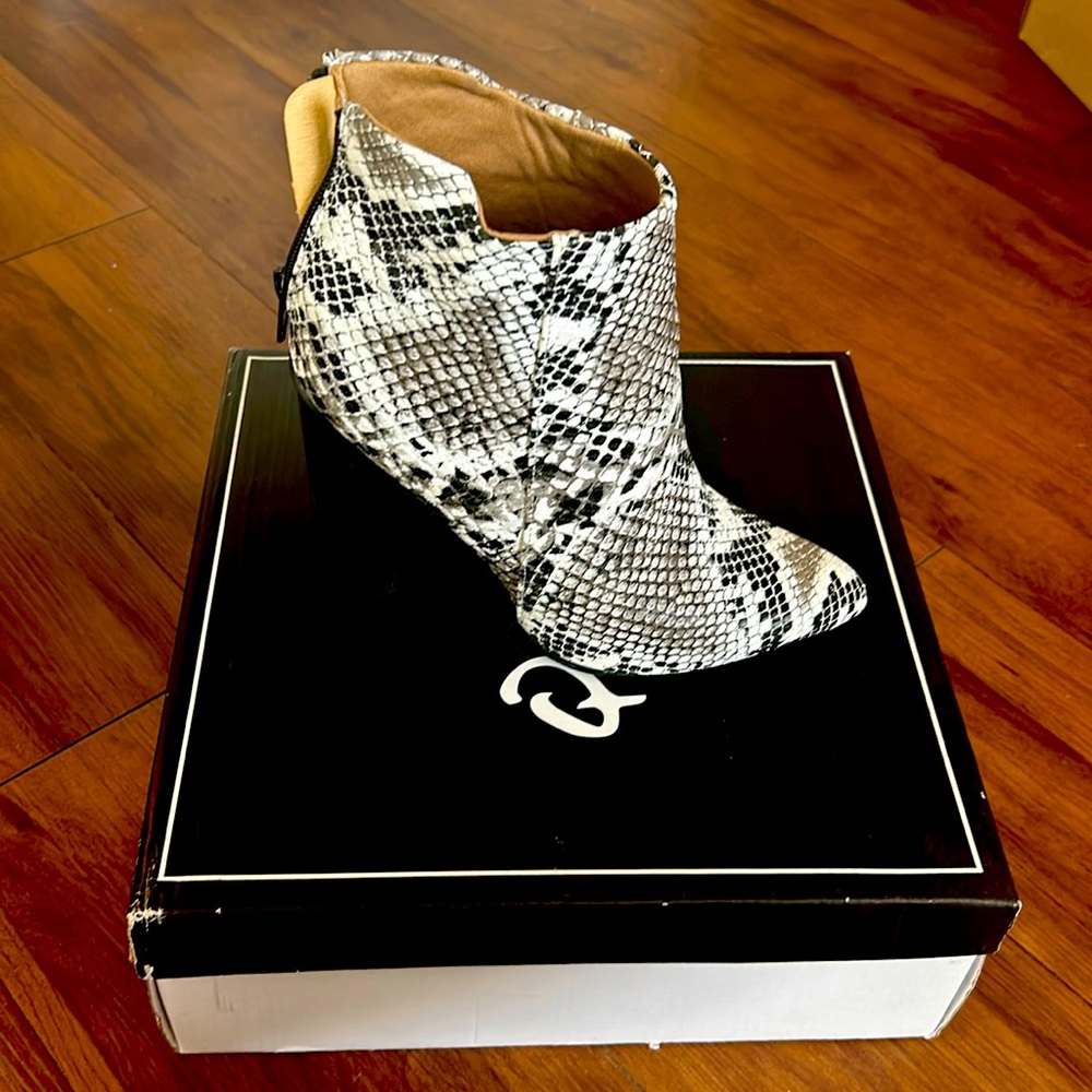 Snake print booties